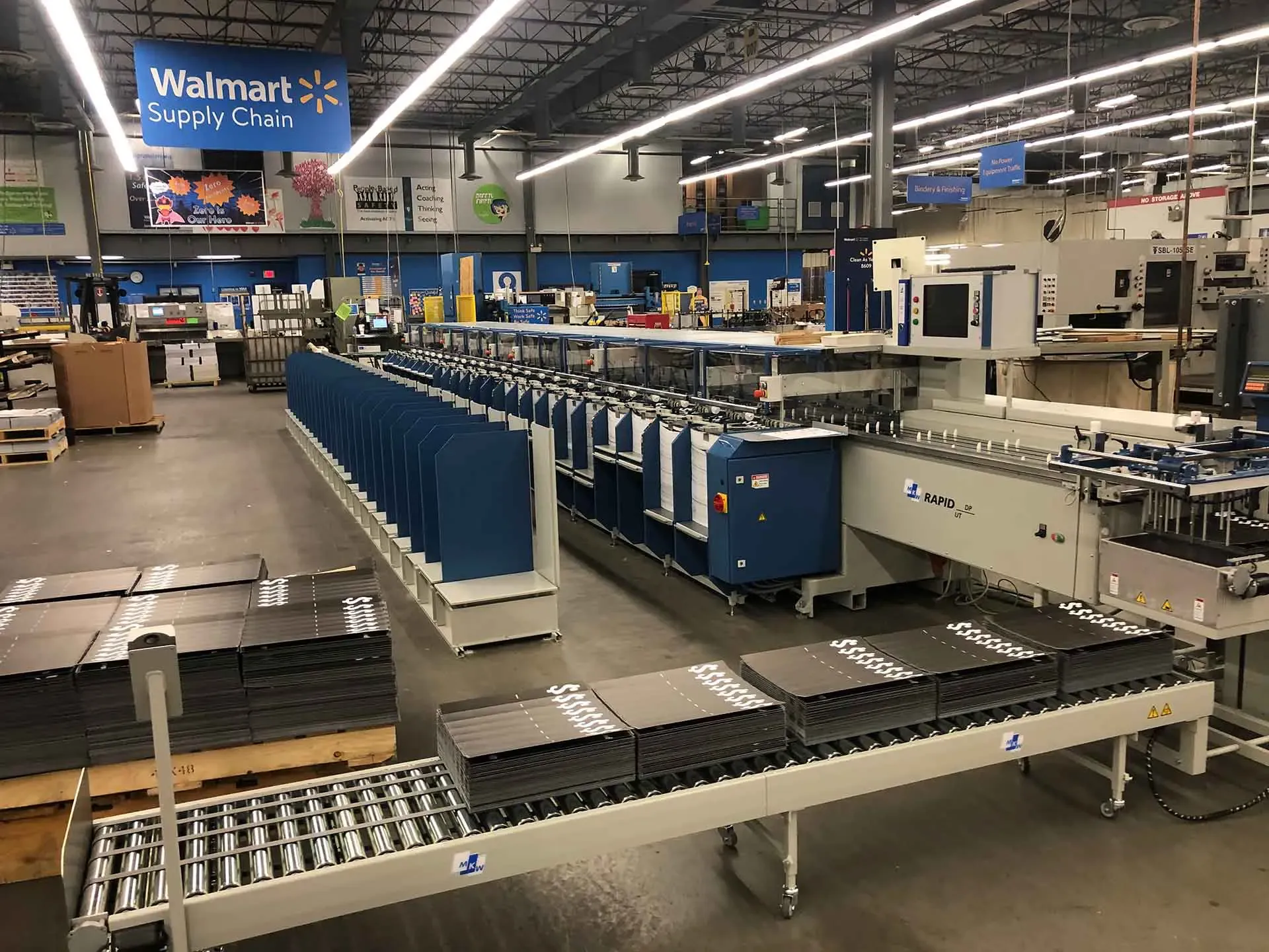 MKW collating machine installed at a Walmart facility